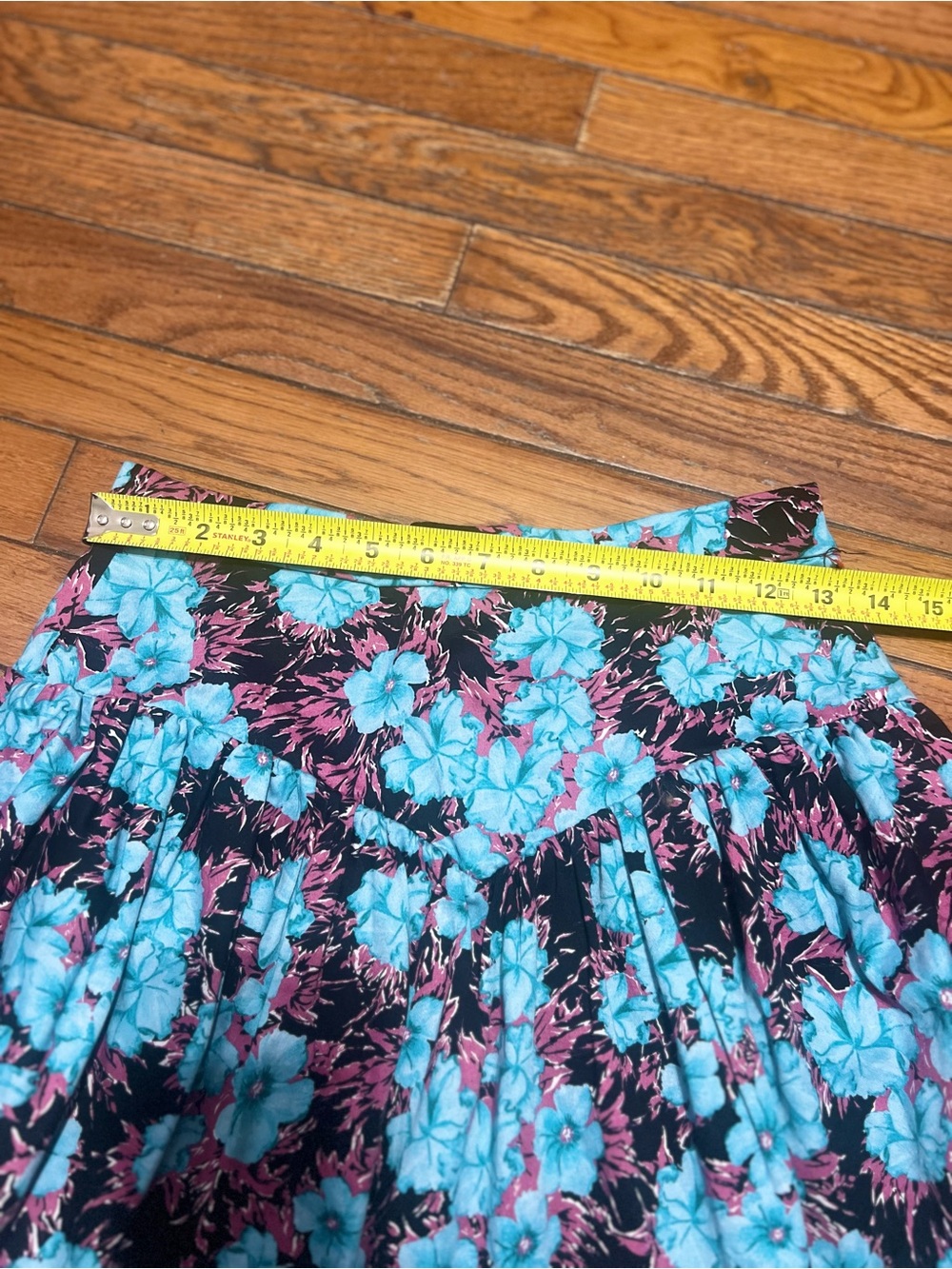 Zara Black Skirt with Turquoise Floral Print - Picture 3 of 6